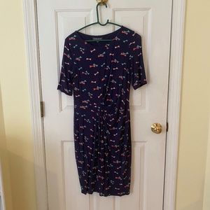 Laura Ashley Jersey Knit Dress with Bow Tie Print